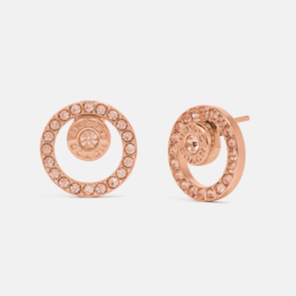 Coach Circle Halo Stud Earrings NWT